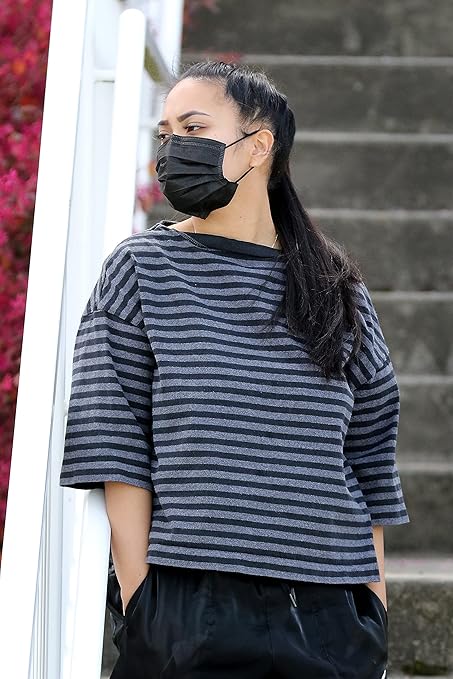 Cranberry USA Carbon Black Face Masks, Disposable, 4-ply, Elastic Earloops, Medical & Dental, Level 3 (Pack of 50)