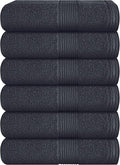 Belizzi Home Ultra Soft 6-Piece Hand Towel Set 16x28-100% Ringspun Cotton - Durable & Highly Absorbent Hand Towels - Ideal for use in Bathroom, Kitchen, Gym, Spa & General Cleaning - Charcoal Grey