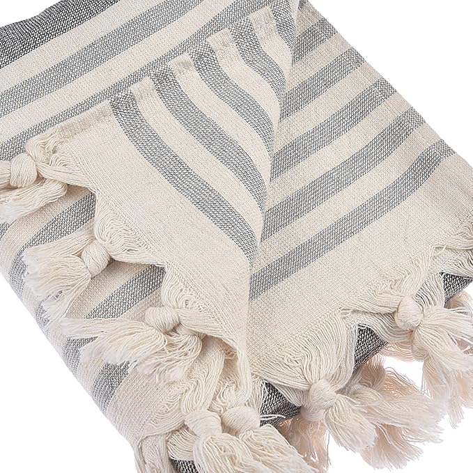 Beach Towel | Cotton Beach Towels, Easy to Carry, Sand Free, Highly Absorbent, Quick Dry, Turkish Towels for Travel Camping Bath Sauna Beach Gym Fitness Pool Yoga SPA by Lahammam, Ephesus, Black