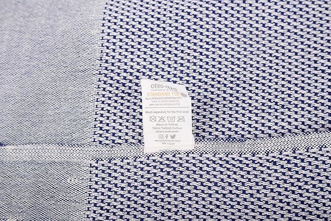 Bersuse 100% Cotton Ventura XL Throw Blanket for Couch - 100% Cotton - 60x90 Inches, Dark Blue