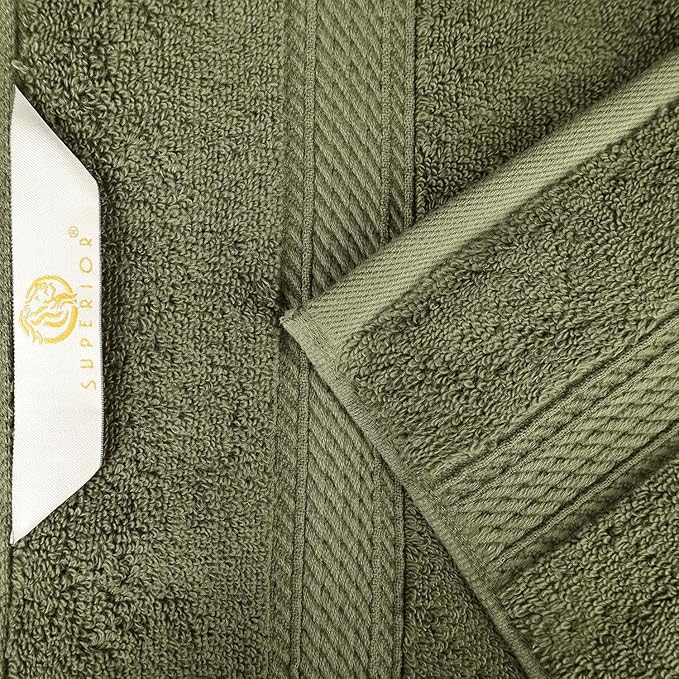 SUPERIOR Egyptian Cotton Pile Bath Sheet Set of 2, Ultra Soft Luxury Towels, Thick Plush Essentials, Absorbent Heavyweight, Guest Bath, Hotel, Spa, Home Bathroom, Shower Basics, Forest Green