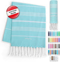 LeStoff Turkish Beach Towel 100% Organic Cotton Prewashed 38"x71" Soft Highly Absorbent Quick Drying Beach Pool Bath Yoga Gym Sauna Travel SPA Eco-Friendly Blanket Fouta Peshtemal - (Light Aqua)