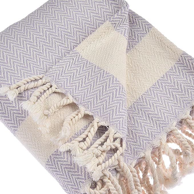 Personalized Embroidered Beach Towel | Throw Blanket, Easy Carry Sand Free, Highly Absorbent, Quick Dry, Turkish Towels for Camping Bath Sauna Beach Gym Pool Yoga SPA by Lahammam, Herring, Lilac