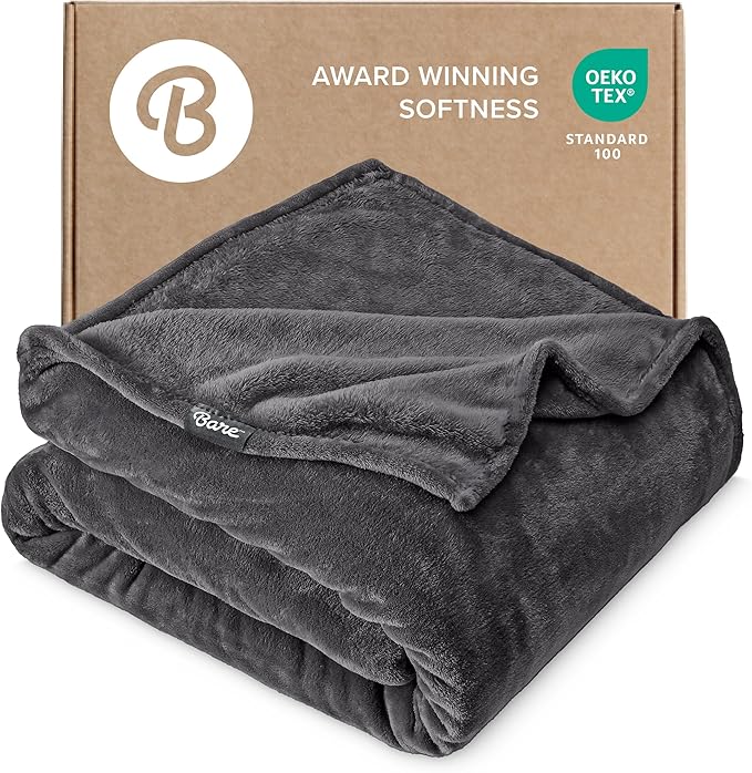 Bare Home Fleece Blanket - Full/Queen - Ultra-Soft Lightweight for Bed, Sofa, and Couch - Luxury Microplush - Cozy Warm Blanket (Full/Queen, Forged Iron Grey)