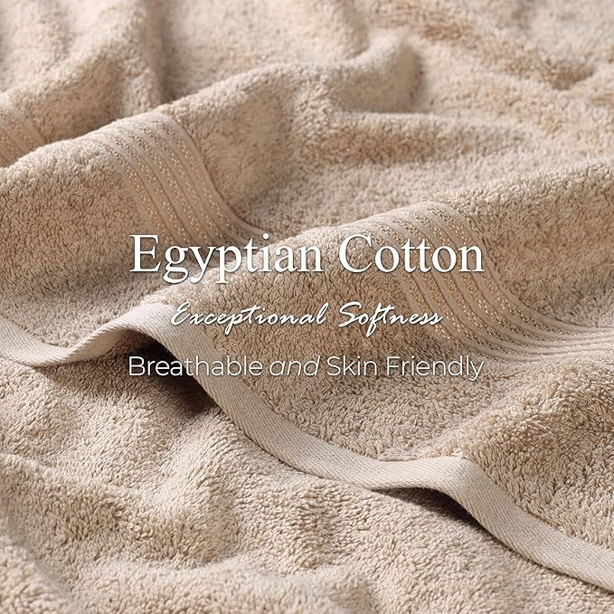 Superior Egyptian Cotton 2-Piece Bath Sheet Towel Set, Oversized Body Towels For Adults And Kids, Large Towel For Bath, Shower, Guest Bathroom, Spa, Gym, Resort, Essentials, Airbnb, Taupe