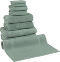 Classic Turkish Towels CTT - 9 Piece Premium Towel Set, 100% Turkish Cotton, Highly Absorbent & Comfy, Includes 2 Bath Towels, 2 Hand Towels, 2 Washcloths, 2 Bath Sheets & 1 Bath Mat | (Green)