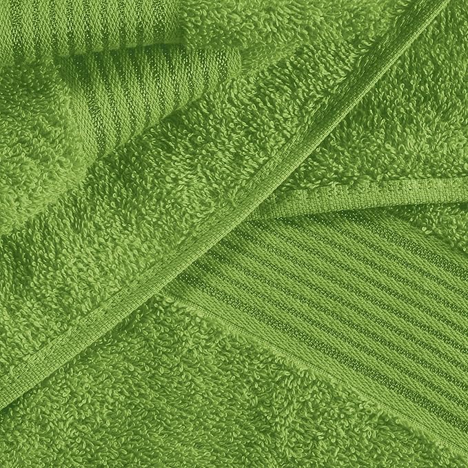 Elvana Home Ultra Soft 6 Pack Cotton Towel Set, Contains 2 Bath Towels 28x55 inch, 2 Hand Towels 16x24 inch & 2 Wash Coths 12x12 inch, Ideal for Everyday use, Compact & Lightweight - Kiwi Green