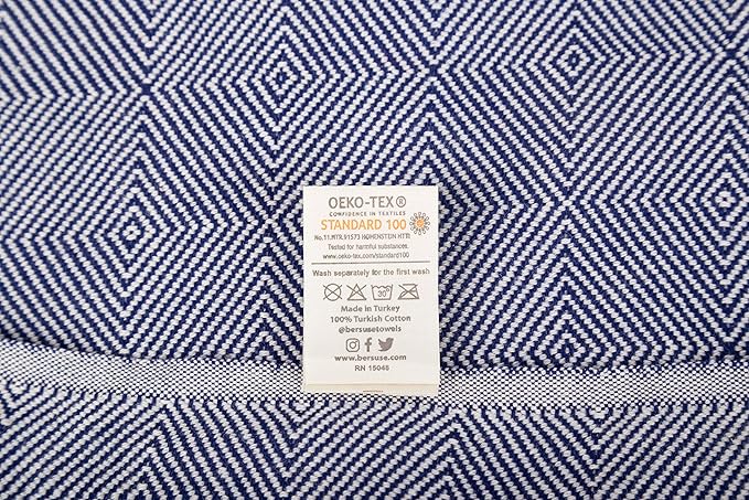 Bersuse 100% Cotton Milas XL Throw Blanket for Couch - 100% Cotton Lightweight Durable Throw Blanket, Big Blanket for Sensitive Skin, Decorative and Versatile - 60x90 Inches, Dark Blue