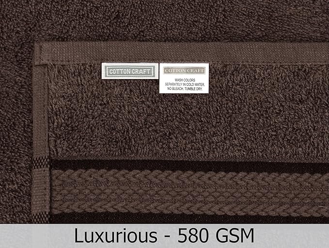 Cotton Craft - 12 Pack - Ultra Soft Extra Large Wash Cloths 12x12 Chocolate - 100% Pure Ringspun Cotton - Luxurious Rayon trim - Ideal for Daily Use - Each Towel Weighs 2 Ounces