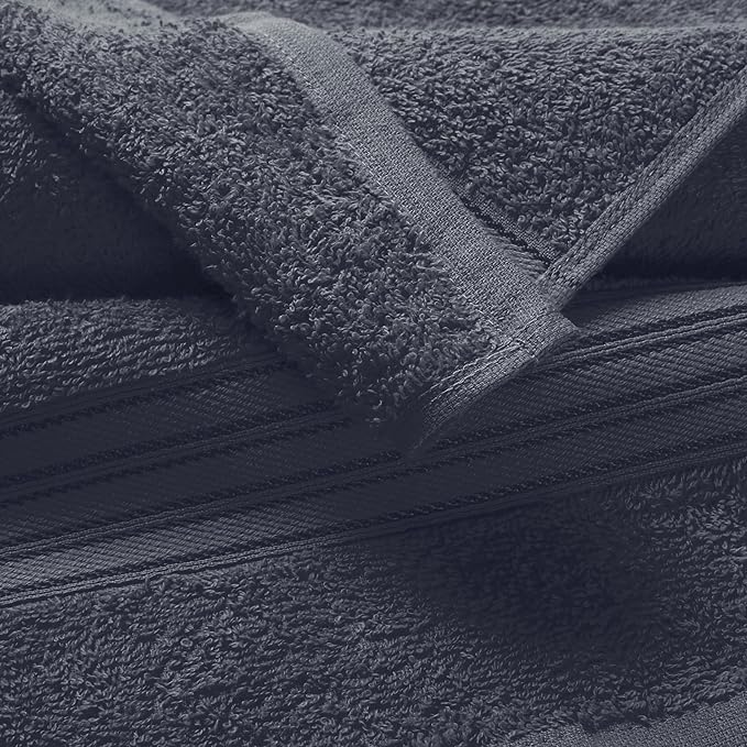 BOUTIQUO Ultra Soft 3 Pack Cotton Towel Set, Contains a Bath Towels 28x55 inch, a Hand Towels 16x24 inch & a Wash Coths 12x12 inch, Ideal Everyday use, Compact & Lightweight - Charcoal Grey