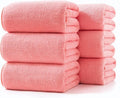 Lumimi Towels 6 Piece Soft Microfiber Bath Towel Set Salon Gym Yoga Travel Incredibly Absorbent Lightweight Quick Dry and Durable, 55" L x 27" W, Big 6 Pack Pink Red
