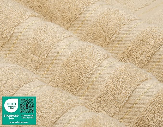American Soft Linen Luxury 4 Piece Bath Towel Set, 600 GSM 100% Cotton Turkish Bath Towels for Bathroom, 27x54 in Extra Large Bathroom Shower Towels, Beige