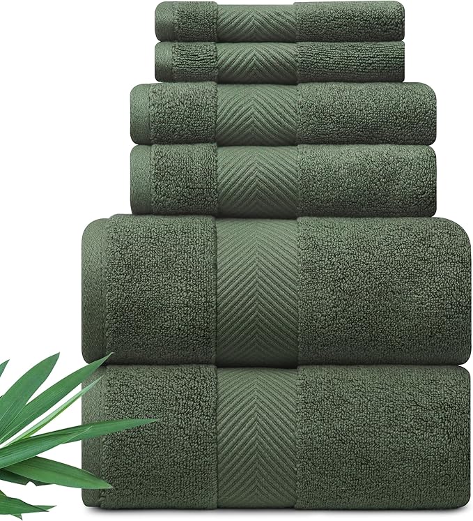 Alusa Home Ultra Soft & Plush Viscose from Bamboo Bath Towels - 700 GSM Luxury Bath Towels - 6 Piece Set - Super Absorbent & Quick Drying (Hunter Green)