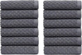 COTTON CRAFT Euro Spa Waffle Wash Cloth - Set of 12 Luxury Pure Ringspun Cotton Waffle Weave Bathroom Face Towel - Everyday Absorbent Hotel Gym Shower Beach Kitchen Travel Dorm - 12x12 inches - Grey