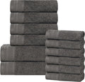 Superior Honeycomb 100% Cotton 500 GSM 12 Piece Bath Towel Set, 6 Washcloths, 4 Hand, 2 Bath Towels, Ideal for Bathroom, Kitchen or Beach, Quick Dry, Jacquard and Solid, Mid-Weight, Gunmetal