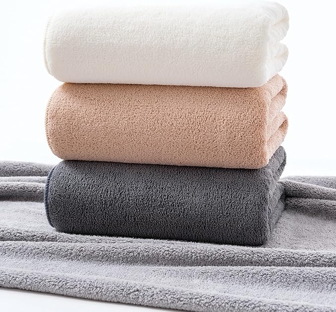 Lumimi Towels 4 Piece Soft Microfiber Bath Towel Set Salon Gym Yoga Travel Incredibly Absorbent Lightweight Quick Dry and Durable, 55" L x 27" W, 4 Pack Light Grey