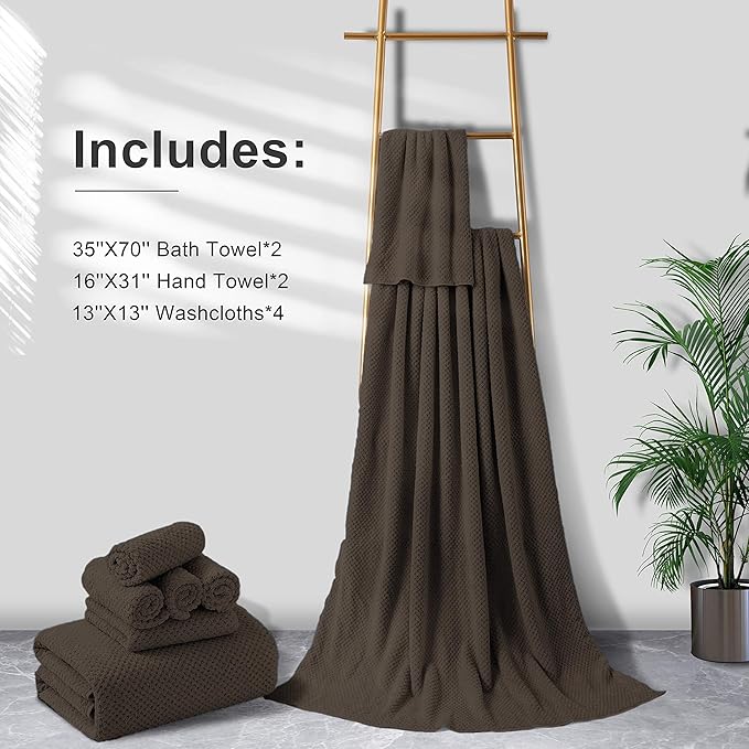 Smuge Extra Large Bath Towel Sheet Set 35x70 Inches - Oversized Bath Towels Set,Large Microfiber - Quick Dry,Lightweight,Super Soft,Highly Absorbent Towel Set for Bathroom,Pack of 4(Seal Brown)