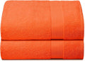Belizzi Home Premium Cotton Oversized 2 Pack Bath Sheet 35x70-100% Pure Cotton - Ideal for Everyday use - Ultra Soft & Highly Absorbent - Machine Washable - Orange