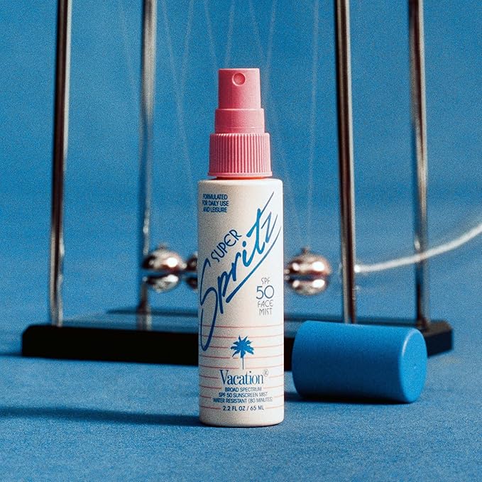 Vacation Mini Super Spritz SPF 50, Water-Resistant, Daily Face Sunscreen Spray, Mini Setting Spray, Non-Comedogenic, Vegan, Travel Size, 1 Fl. Oz. (Value Pack of 6)