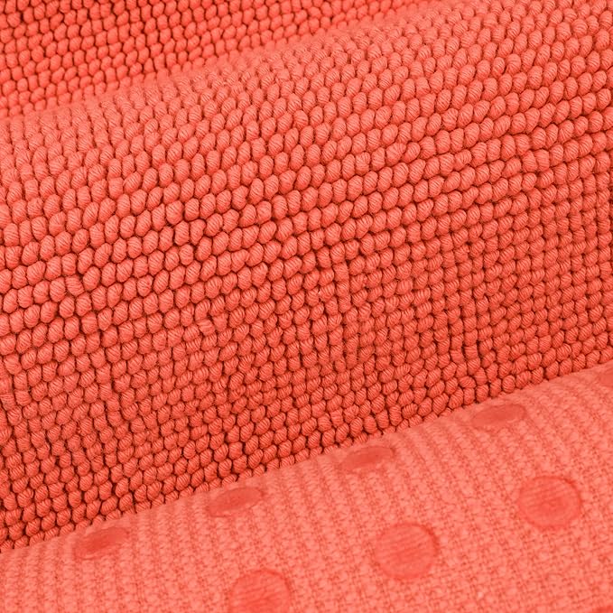 Cotton Paradise 100% Cotton Non Slip Bath Mats for Bathroom, 20x34 inch Soft Absorbent Quick Dry Machine Washable Floor Bath Mat, Coral