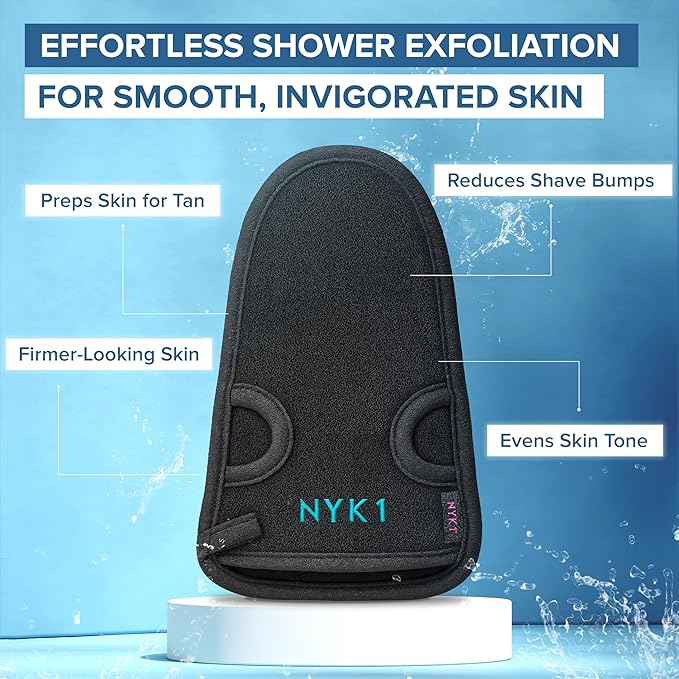 DEEP Exfoliation Body Exfoliating Glove for Dead Skin Removal (1 Glove) NYK1 Exfolimitt Exfoliating Mitt for Smooth, Healthy & Glowing Skin - Washable, Quick-Drying & Gentle On Skin