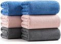 sakano 6-Piece Colorful Microfiber Bath Towel Set - Fast-Drying, Super Absorbent & Non Shedding Towels for Family, Gym, Spa and Salon -Pink+Dark Gray+Blue, 28x57 Inches