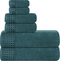 GLAMBURG 100% Cotton Ultra Soft 6 Pack Towel Set, Contains 2 Bath Towels 28x55 Inches, 2 Hand Towels 16x24 Inches & 2 Wash Coths 12x12 Inches, Compact Absorbent Lightweight & Quickdry - Teal