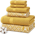Modern Threads Botanical Vine 6-Piece 100% Cotton Towel Set – Reversible Yarn Dyed Jacquard – Includes 2 Bath Towels, 2 Hand Towels, 2 Washcloths – Absorbent, Quick Dry, Soft & Durable – Gold