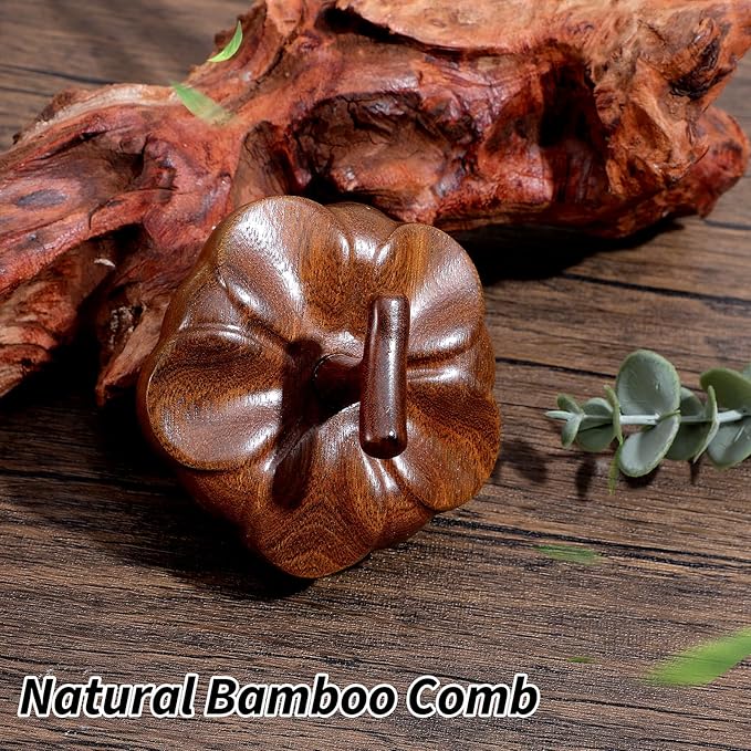 ElevateTech Wooden Scalp Massager Comb for Promote Hair Growth, Natural Wooden Hair Brush Portable Handheld Head Gua Sha Brush Round Anti-Static Head Massage Tool for Men Women Spa