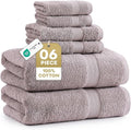 LANE LINEN 100% Ring Spun Cotton Bathroom Towel Set - 6 Piece - Soft, Quick Dry & Highly Absorbent - 2 Bath, 2 Wash cloths, 2 Hand Towels - Ideal for Guests & Perfect for Bathroom decor - Platinum