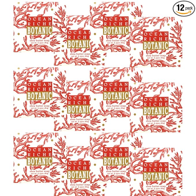 Greenwich Bay Mini Botanical Soap Bars – 12 Pack 1.9 oz Each – Individually Wrapped Guest Soaps for Airbnb, Spa, Travel, Bath – Travel Size Bar Soap Set, Ocean Riche