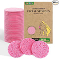 100-Count Compressed Facial Sponges, Natural Cellulose Face Sponges for Cleansing, Exfoliating, Washing face, Makeup Removal, and Spa Use - Travel Skincare Essentials for women