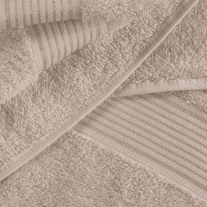 BELZZI Home Ultra Soft 4 Pack Oversized Bath Towel Set 27x54, Cotton Compact Bath Towels, Highly Absorbant Eco-Friendly Quickdry & Lightweight Towel, Ideal for Gym Travel Camp Pool - Tan
