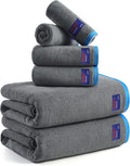 REDKISS 6 Piece Luxury Bath Towel Set, 2 Bath Towels, 2 Hand Towels, 2 Washcloths, 100% Cotton Ultra Soft Highly Absorbent Quick Dry Towels for Bathroom, Gym, Spa, Hotel, Light Grey