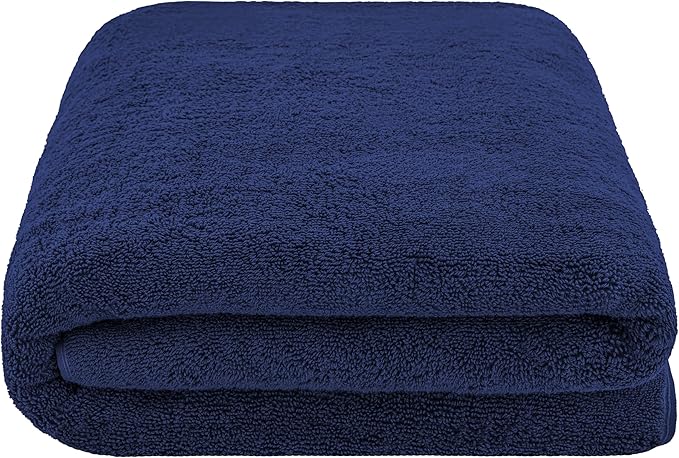 American Soft Linen 100% Cotton 600 GSM Turkish 40x80 Oversized Bath Towel Sheet, Extra Large Adult Towels for Bathroom, Navy Blue Bath Sheet