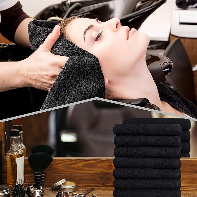 GREEN LIFESTYLE Black Bleach Proof Towels Bulk Sets 100% Cotton 16' X 25' Premium Spa Quality, Super Soft and Absorbent for Gym, Pool, Spa, Salon and Home 12 Pack