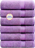 KAHAF COLLECTION 100% Cotton Bath Towels, 24x48 Pack of 6 Towels, Quick Dry, Highly Absorbent, Soft Feel Towel, Gym, Spa, Bathroom, Shower, Pool, Luxury Soft Towels (Light Purple, 24x48-6 Pack)