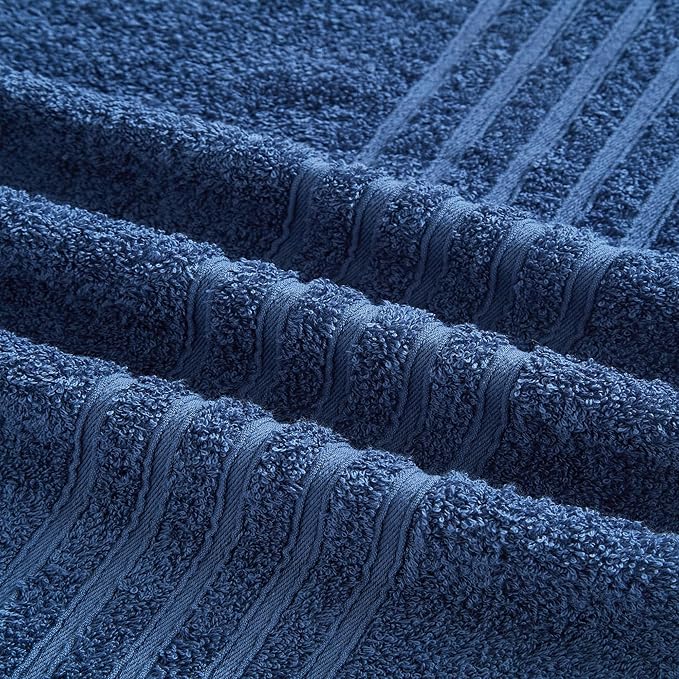 Aibaser Towels - Premium 100% Cotton Bath Towels Set (27 x 54 inches), Lightweight and High Absorbency Quick Drying (Blue)