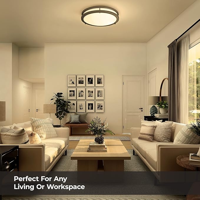 LB72120 LED Flush Mount Ceiling Light, 12 inch, 15W (150W Equivalent) Dimmable 1200lm, 3000K Warm White, Oil Rubbed Bronze Round Lighting Fixture for Kitchen, Hallway, Bathroom, Stairwell