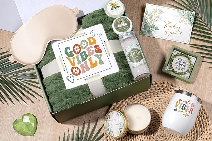 Mothers Day Birthday Gifts for Women Self Care Gift, Get Well Soon Gift Baskets Relaxing Spa Care Package for Women with Blanket, Unique Gift Baskets for Mom Her Wife Girlfriend Friend Sister Teacher