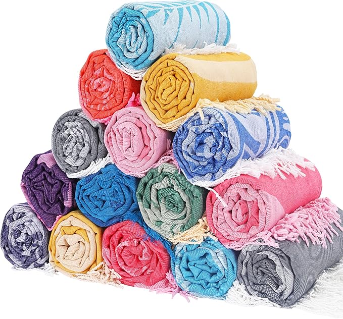 Genovega 6 Packs Oversized Turkish Beach Towels Set 74"x38" Extra Large Sand Free Quick Dry Swim Bath Pool Towel Travel Blanket Adult Essentials Accessories Vacation Multi Shark Turtle Stuff