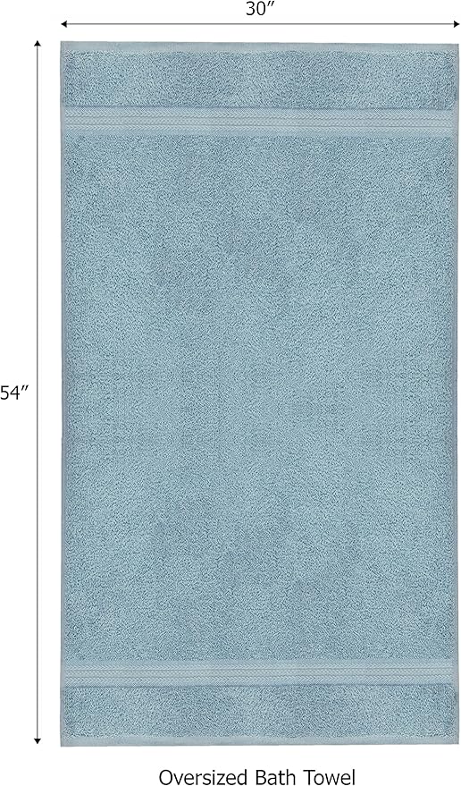 COTTON CRAFT Ultra Soft Bath Towels - 4 Pack XL Bathroom Towels - Oversized 30x54 - Absorbent Everyday Luxury Hotel Spa Gym Shower Beach Pool Travel Dorm - 100% Cotton Plush 580 GSM - Light Blue