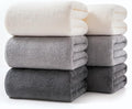 Lumimi Towels 6 Piece Multicolour Soft Microfiber Bath Towel Set Incredibly Absorbent Lightweight Quick Dry and Durable, 55" L x 27" W, 6 Pack White Dark Light Grey