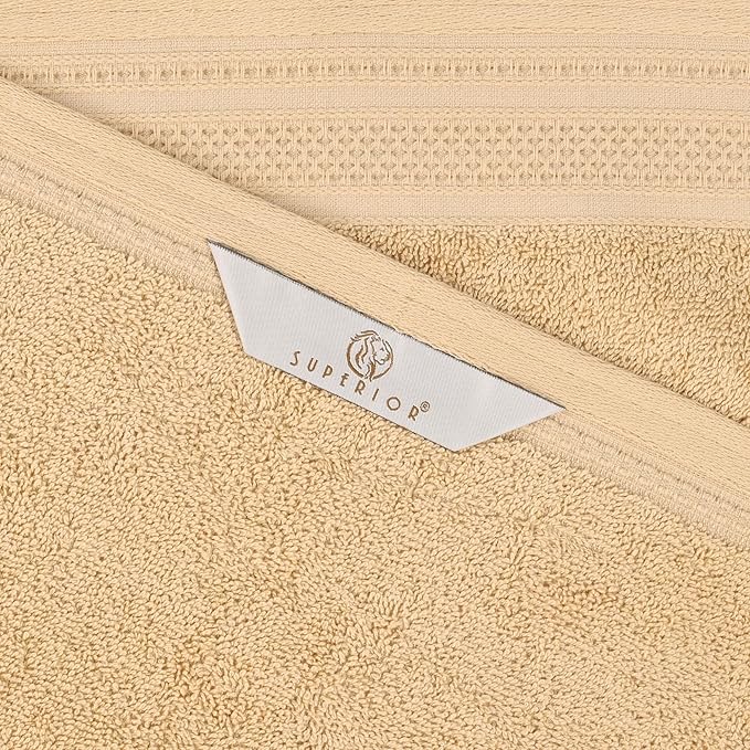 Superior Honeycomb Cotton Medium Weight Towels, for Guest Bath, Master Bathroom, Shower, Quick Dry, Adults, Home Essentials, Textured Waffle Border, Assorted Towel Set, 6 Piece Towel Set, Gold