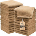 Basic Wash Cloths 12x12 Inches – Bulk Pack of 24 – Beige Color – Soft and Absorbent Multipurpose Cotton Washcloths for Bathroom, Spa, Gym, Salon, Hotel, and Everyday Use