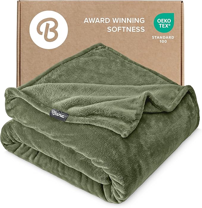 Bare Home Fleece Blanket - Twin/Twin Extra Long - Ultra-Soft Lightweight for Bed, Sofa, and Couch - Luxury Microplush - Cozy Warm Blanket (Twin/Twin XL, Cypress)