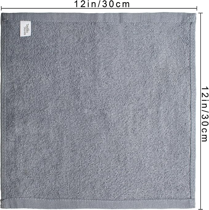 Basic Wash Cloths 12x12 Inches – Pack of 12 – Grey Color – Soft and Absorbent Multipurpose Cotton Washcloths for Bathroom, Spa, Gym, Salon, Hotel, and Everyday Use