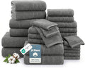 100% Cotton Bath Towels Set of 24 – 2 Bath Sheets, 2 Large Bath Towel, 2 Gym Towels, 4 Fingertip, 6 Hand, 8 Washcloths, Soft & Quick Dry, Premium Hotel Quality Comfort, Easy To Wash – Ultimate Grey
