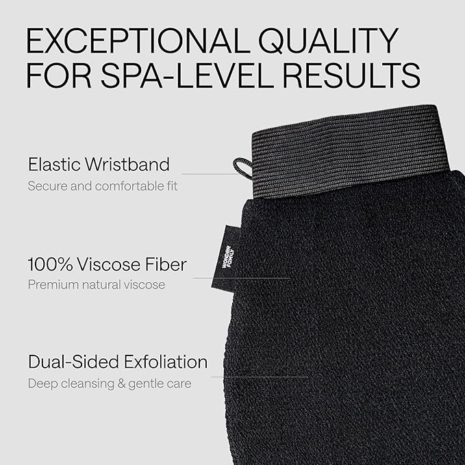 Korean Exfoliating Glove for Shower – Deep Body Scrubber & Face Exfoliator – Shower Gloves – Tan Remover Washcloth, Smooth Skin & Body Exfoliating Mitt – Loofah Wash Cloth Alternative