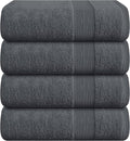 Belizzi Home 4 Pack Bath Towel Set 27x54, 100% Ring Spun Cotton, Ultra Soft Highly Absorbent Machine Washable Hotel Spa Quality Bath Towels for Bathroom, 4 Bath Towels Grey